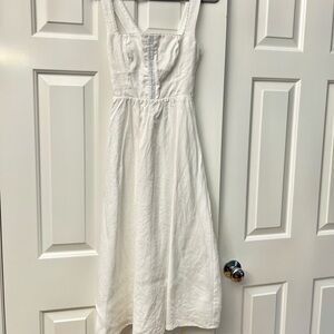 Reformation Tagliatelle White Linen Midi Dress